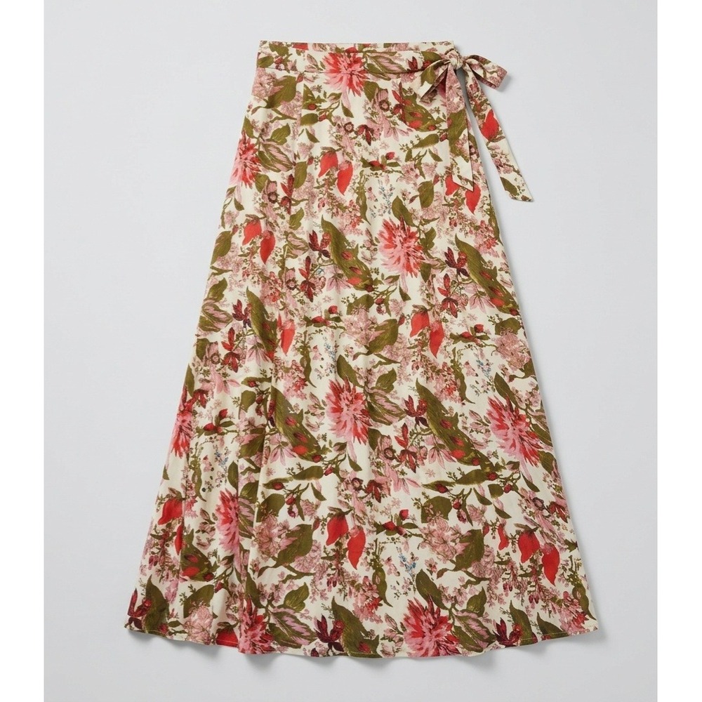 Honey Punch Floral Wrap Maxi Skirt Pink Green Boho Summer‎ Rayon Small 61S2088C